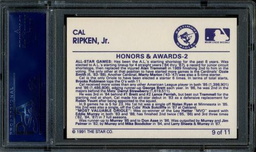 1991 Star #09 Cal Ripken Jr. PSA 10 #19604242 - Back