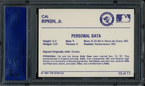 1991 Star #10 Cal Ripken Jr. PSA 10 #14783931 - Back