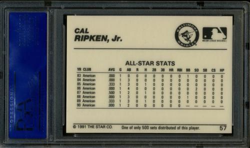 1991 Star All-Stars #57 Cal Ripken Jr. PSA 10 #10996423 - Back