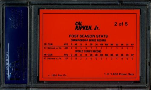 1991 Star Cal Ripken Promo Set #2 Cal Ripken Jr. PSA 10 #20708294 - Back