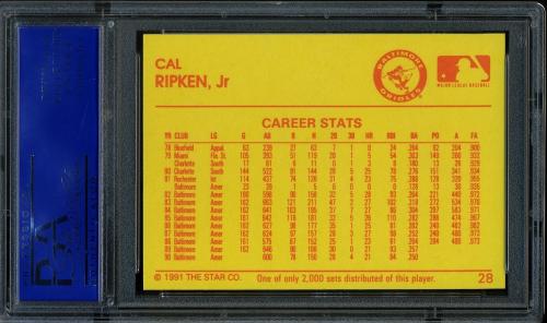 1991 Star Diamond Series #28 Cal Ripken Jr. PSA 10 #11786508 - Back