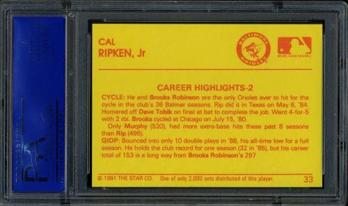 1991 Star Diamond Series #33 Cal Ripken Jr. PSA 9 #11786511 - Back