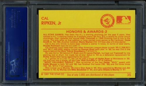 1991 Star Diamond Series #35 Cal Ripken Jr. PSA 10 #15564770 - Back