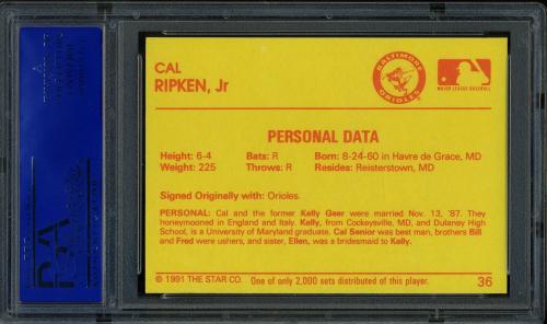 1991 Star Diamond Series #36 Cal Ripken Jr. PSA 10 #81327727 - Back