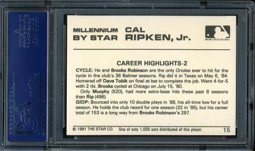 1991 Star Millennium Edition #15 Cal Ripken Jr. PSA 10 #18621432 - Back