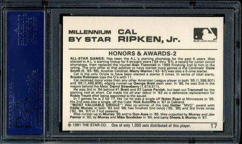 1991 Star Millennium Edition #17 Cal Ripken Jr. PSA 10 #16823913 - Back