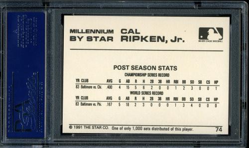 1991 Star Millennium Edition #74 Cal Ripken Jr. PSA 10 #16823911 - Back
