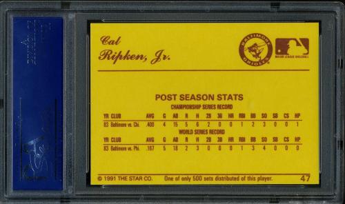 1991 Star Nova Edition #47 Cal Ripken Jr. PSA 10 #15036006 - Back