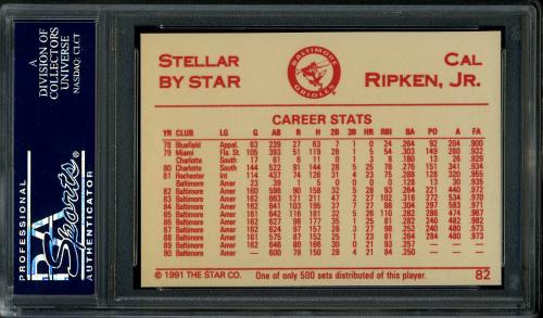 1991 Star Stellar Edition #82 Cal Ripken Jr. PSA 10 #24157269 - Back