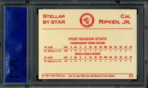1991 Star Stellar Edition #83 Cal Ripken Jr. PSA 10 #12585596 - Back