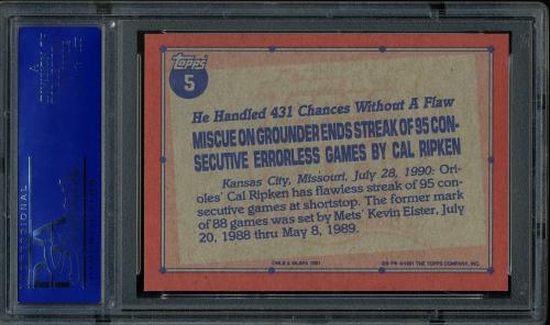 1991 Topps Desert Shield #005 Cal Ripken PSA 9 #90504084 - Back