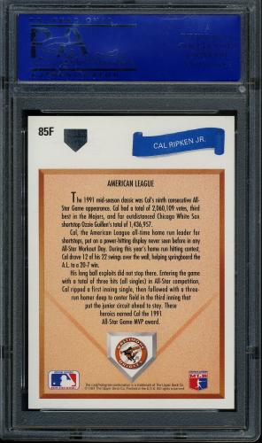 1991 Upper Deck Final Edition #85F Cal Ripken AS [1991-style hologram (used for many 1991 UD products)] PSA 10 #11786518 - Back