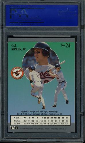 1991 Ultra #24 Cal Ripken PSA 10 #90326000 - Back
