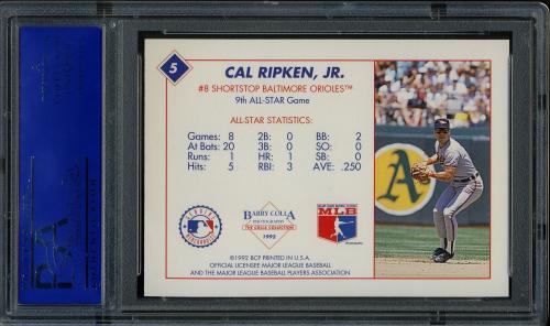 1992 Barry Colla All-Star Game #5 Cal Ripken PSA 10 #11788848 - Back