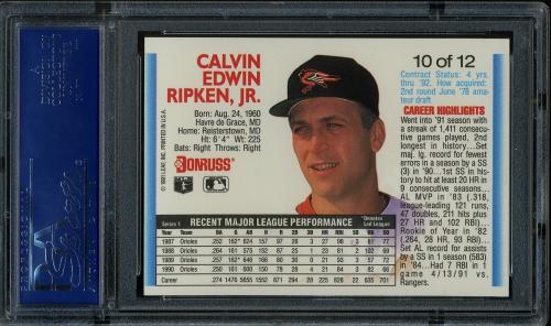 1992 Donruss Previews #10 Cal Ripken PSA 10 #15851439 - Back