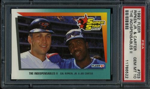 1992 Fleer #703 C.Ripken/J.Carter [U.S.A. with trailing period] PSA 10 #11786522