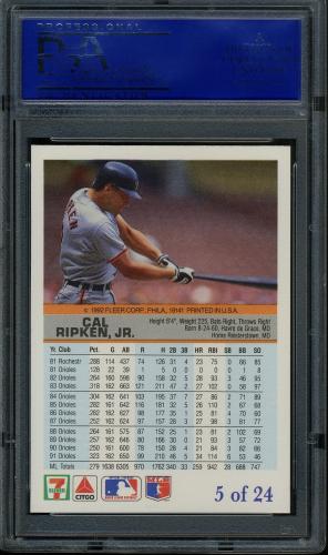 1992 Fleer Citgo The Performer #5 Cal Ripken PSA 10 #40316569 - Back