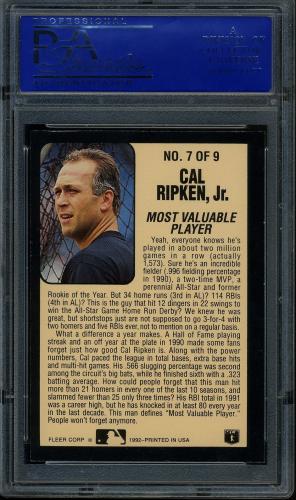 1992 Fleer Lumber Company #L7 Cal Ripken PSA 9 #81369869 - Back