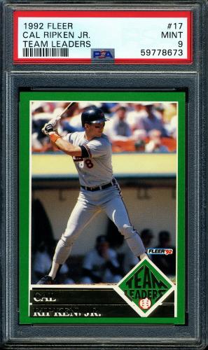 1992 Fleer Team Leaders - Mis-Aligned Foil #17 Cal Ripken PSA 9 #59778673