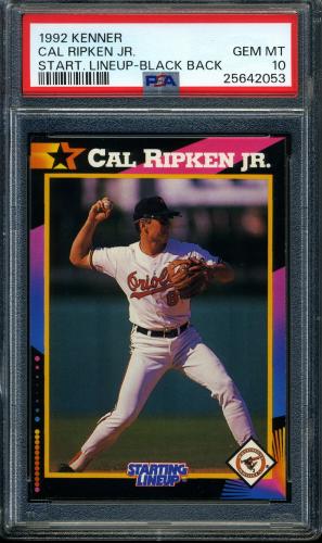 1992 Kenner Starting Lineup Cards - Black Back #28 Cal Ripken PSA 10 #25642053