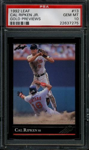 1992 Leaf Gold Previews #13 Cal Ripken [No period after INC] PSA 10 #22637275
