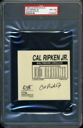 1992 L and K Decals Back Cal Ripken PSA 8 #17249463
