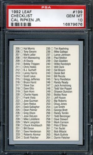 1992 Leaf #199 Cal Ripken CL [No copyright] PSA 10 #16879676