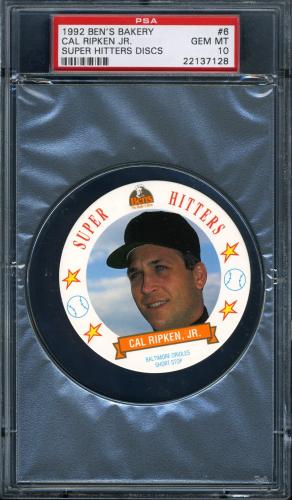 1992 MSA Ben's Super Hitters Discs #6 Cal Ripken Jr. PSA 10 #22137128