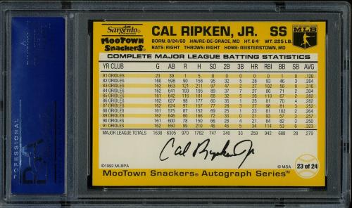 1992 MooTown Snackers #23 Cal Ripken PSA 10 #14190751 - Back