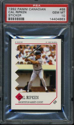 1992 Panini Stickers - Canadian #068 Cal Ripken PSA 10 #14404863