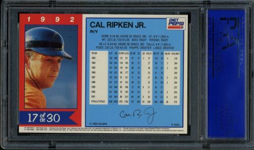1992 Pepsi Diet MSA #17 Cal Ripken PSA 10 #11788868 - Back