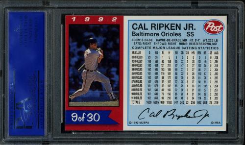 1992 Post #9 Cal Ripken PSA 9 #81310942 - Back
