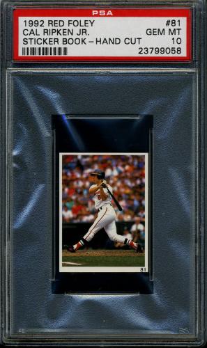 1992 Red Foley Stickers #081 Cal Ripken Jr. PSA 10 #23799058