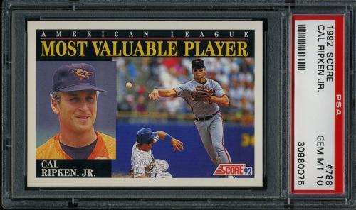 1992 Score #788 Cal Ripken MVP PSA 10 #30980075