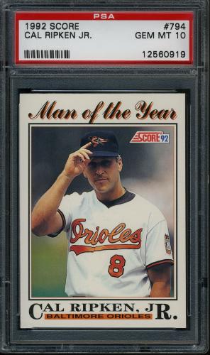1992 Score #794 Cal Ripken MOY PSA 10 #12560919