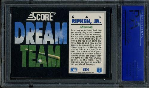 1992 Score #884 Cal Ripken DT [Copyright info below card number] PSA 10 #81293699 - Back