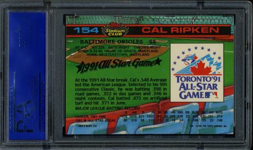 1992 Stadium Club Dome #154 Cal Ripken AS PSA 10 #11788873 - Back