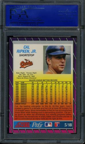 1992 Score Procter and Gamble #5 Cal Ripken PSA 10 #11788871 - Back