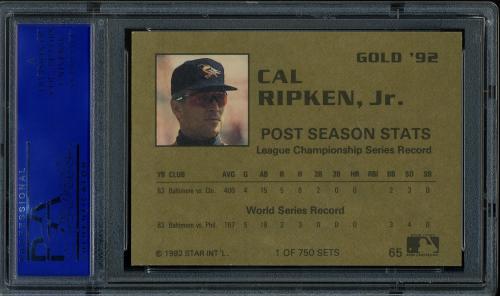 1992 Star Gold Edition #65 Cal Ripken Jr. PSA 8 #11788877 - Back