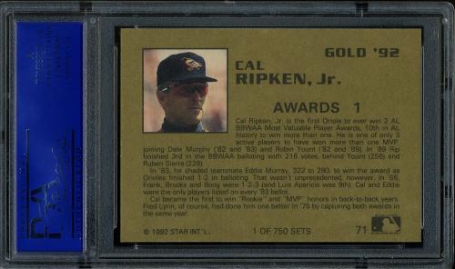 1992 Star Gold Edition #71 Cal Ripken Jr. PSA 8 #11788874 - Back
