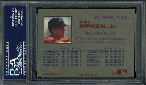 1992 Star Millennium Edition #25 Cal Ripken Jr. PSA 10 #22375806 - Back