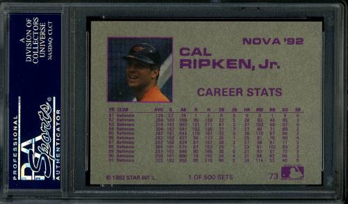 1992 Star Nova Edition #73 Cal Ripken Jr. PSA 10 #23816216 - Back