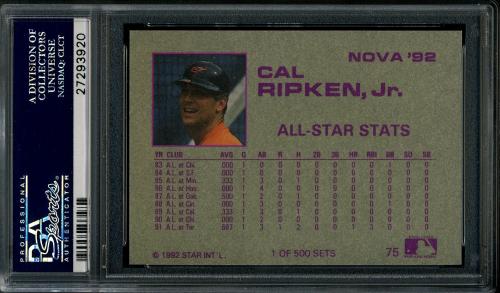 1992 Star Nova Edition #75 Cal Ripken Jr. PSA 10 #27293920 - Back
