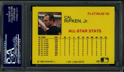 1992 Star Platinum Edition #48 Cal Ripken Jr. PSA 10 #23935835 - Back