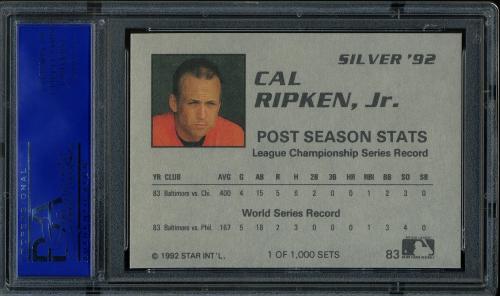 1992 Star Silver Edition #83 Cal Ripken Jr. PSA 9 #11788880 - Back
