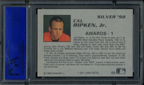 1992 Star Silver Edition #89 Cal Ripken Jr. PSA 10 #11788878 - Back