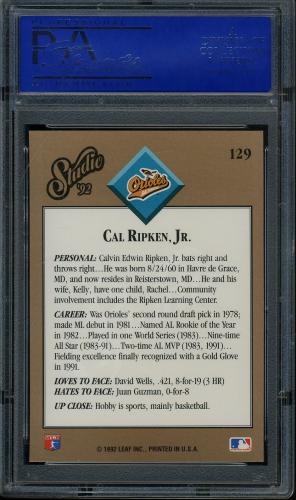 1992 Studio #129 Cal Ripken PSA 10 #31550721 - Back