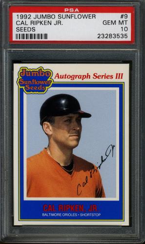 1992 Sunflower Seeds #9 Cal Ripken PSA 10 #23283535