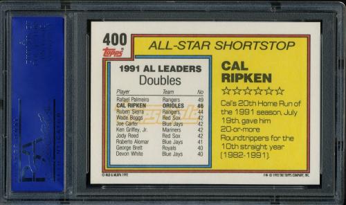 1992 Topps Gold #400 Cal Ripken AS PSA 10 #11788882 - Back