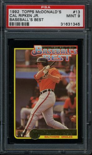 1992 Topps McDonald's #13 Cal Ripken [** print designation] PSA 9 #31631345